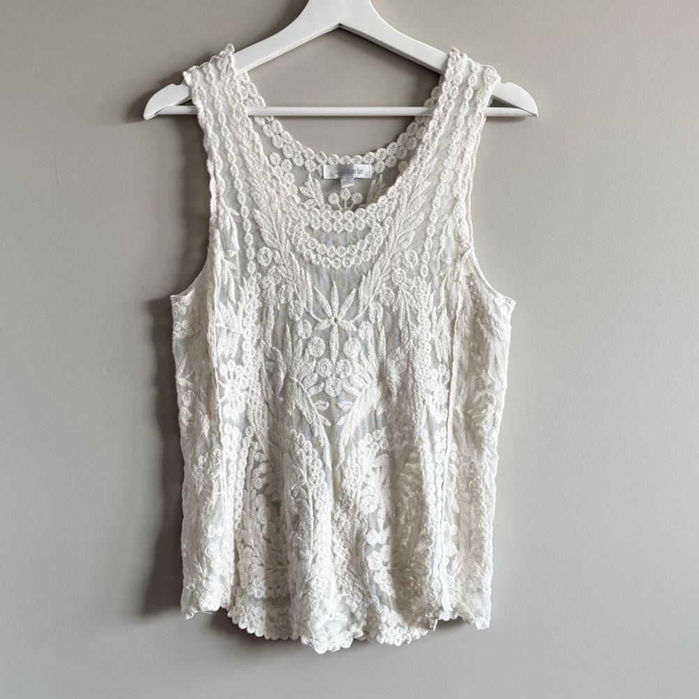 Charming Charlie White Lace Tank Top
